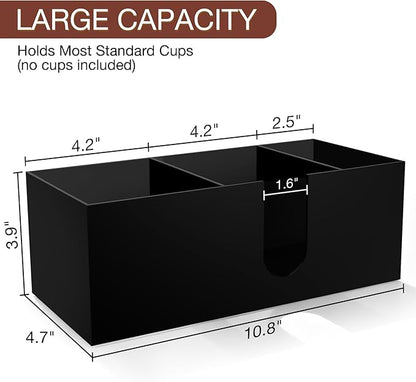 Acrylic Coffee Cup Holder for Countertop, 3 Slots Acrylic Coffee Bar