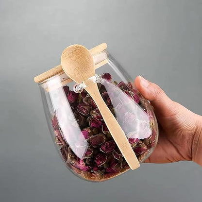 Airtight glass jar storage container