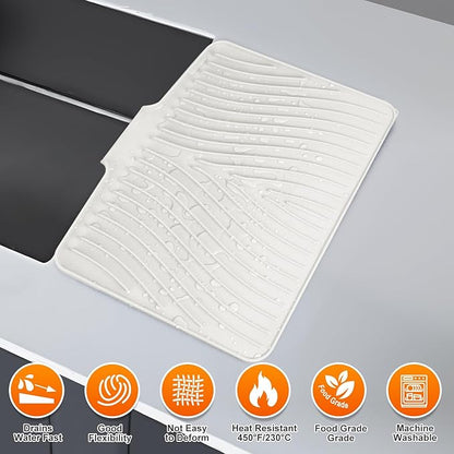 Silicone Dish Drying Mat for Kitchen Counter, Dish Drying Pad, Non-Slip Drain