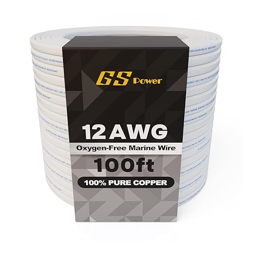 GS Power 100Ft Duplex Marine Wire, 12 Gauge Wire, Oxygen-Free Tinned Copper 12