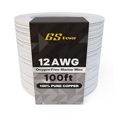 GS Power 100Ft Duplex Marine Wire, 12 Gauge Wire, Oxygen-Free Tinned Copper 12