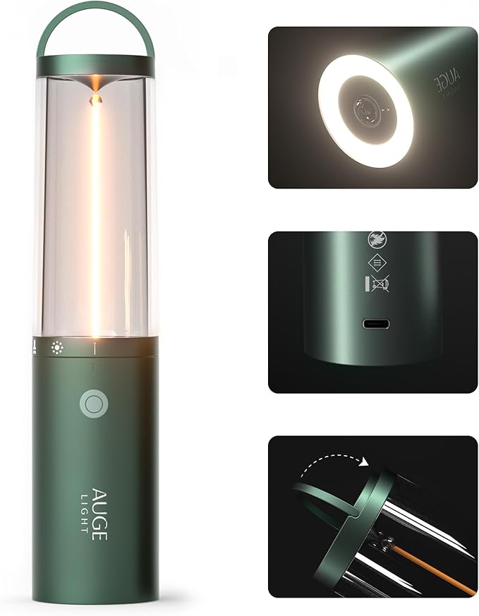 4-in 1 Rechargeable Camping Lights, LED Flashlight High Lumen with Hidden Hook SOS Mode Ultra-Long Life 35H Ambient Tent Lights for Household Essentials,Hiking,Camp,Outdoor