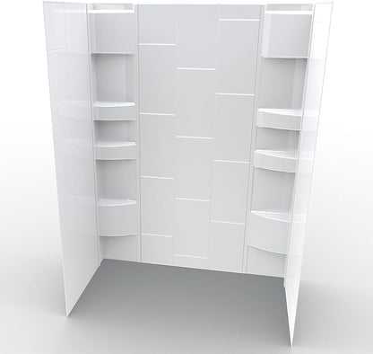 White Acrylic Shower Wall Surround 36"x 60"x 80"