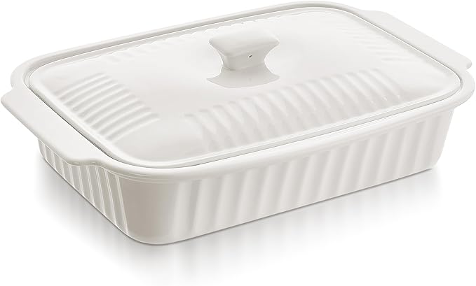 Large Baking Dish with Lid, 5.5 Quart Lasagna Pan with Lid, 13.5x9 inch Ceramic