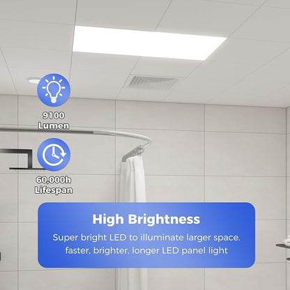 AIKVSXER 12 Pack 2x4 LED Flat Panel Light, 9100LM Bright Office Kitchen Ceiling
