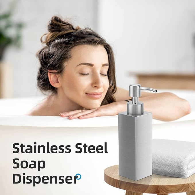 Soap Dispenser with Rust Proof Stainless Steel Pump Refillable