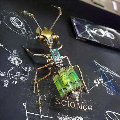 3D Steampunk Mechanical Insect Puzzle Kit - DIY Metal Assembly Model for Adults, Unique Retro Brass Sculpture Craft for Home Office Decoration (Gatling Ant)