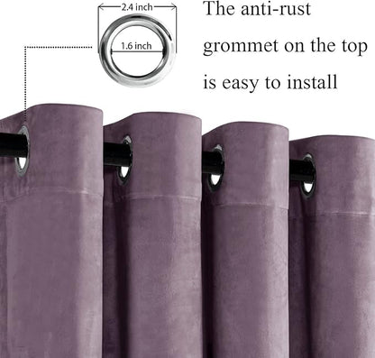 JIUZHEN Lavender Velvet Curtains 72 inches