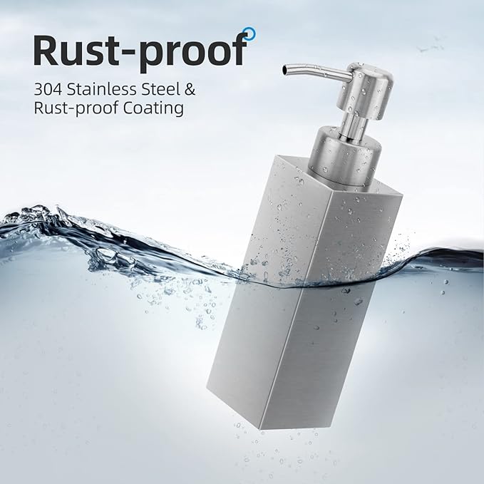 Soap Dispenser with Rust Proof Stainless Steel Pump Refillable
