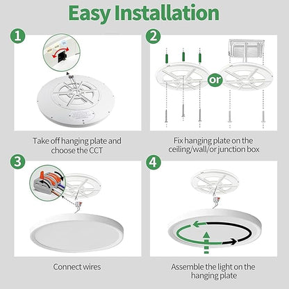 6PK 15.8 Inch LED Flush Mount Ceiling Light, 3000K/4000K/6000K CCT Selectable