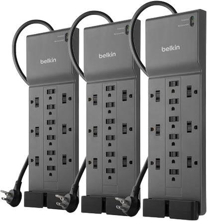 Belkin 12-Outlet Surge Protector Power Strip w/ 12 AC Outlets & 8ft Flat Plug