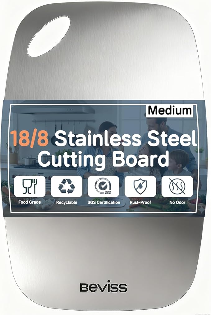 Cutting Board Non-Toxic, 304 Stainless Steel Cutting Board Double Sided
