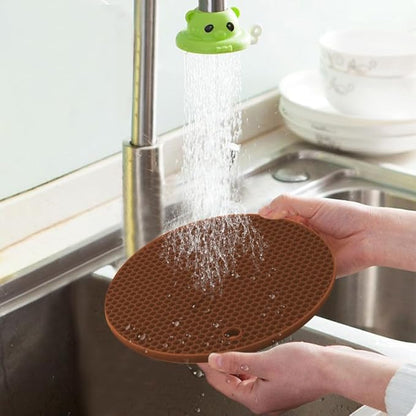 4 Pack Silicone Trivet Mats, Heat Resistant Silicone Hot Pot Holders Hot Pads for Kitchen Countertop, Non-Slip Brown Trivets for Pots and Pans, Hot Plate Mat Coffee Trivet Food Grade Silicone Mat