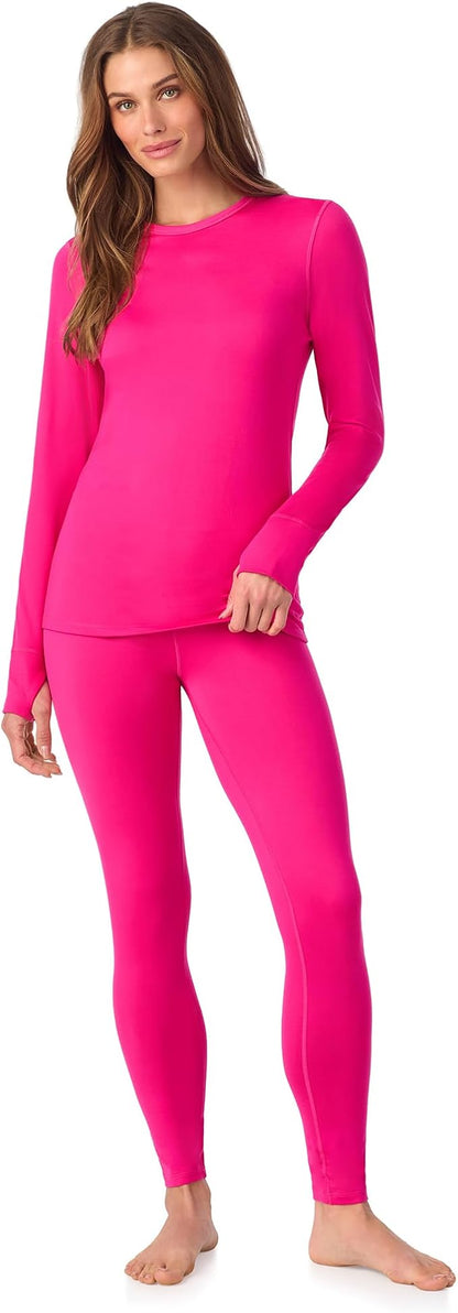 Cuddl Duds Womens Fleece Lined Thermal Base Layer Set – Long Sleeve Shirt & Leggings for Cold Weather – Lounge Set for Women