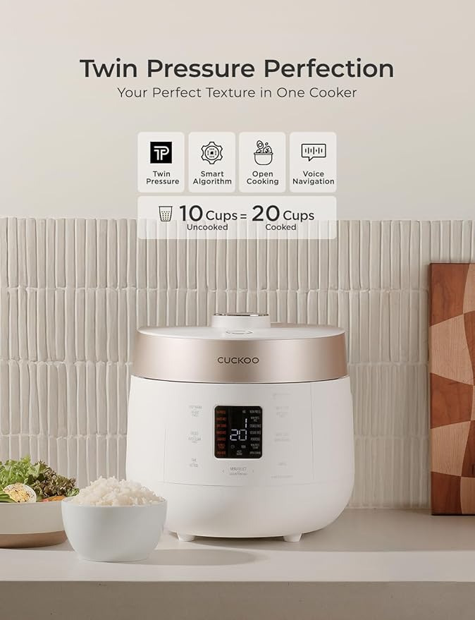 CUCKOO Twin Pressure Rice Cooker 10-Cup Uncooked / 20-Cup Cooked