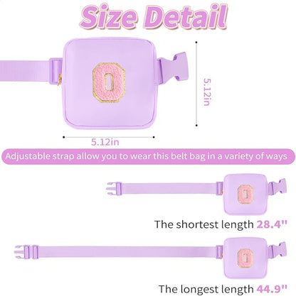 Mini Belt Bag Fanny Pack with Initials Letter Patch Small Crossbody Bags Cute Stuff Birthday Gifts for Teenager Girls Trendy Stuff for Teens - O,Lavender