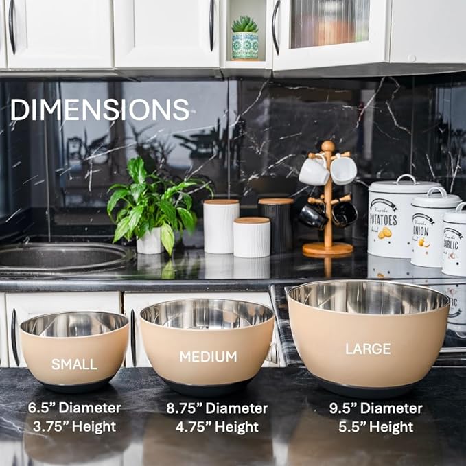WHYSKO Stainless Steel Mixing Bowls Set of 3