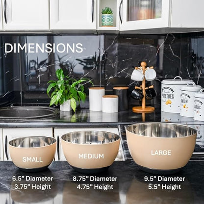 WHYSKO Stainless Steel Mixing Bowls Set of 3