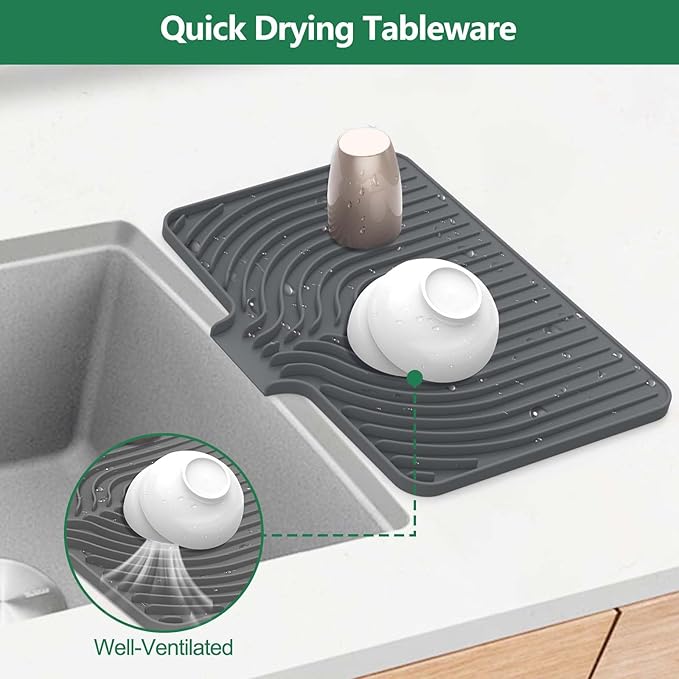 GUUKIN Silicone Dish Drying Mat, 17.7" x 11.8 " Drying Matt Kitchen Counter