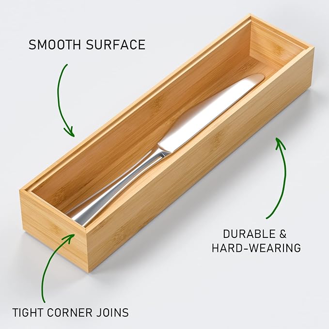 VeyFey Silverware Tray for Drawer, Stackable Kitchen Bamboo Drawer Organizer