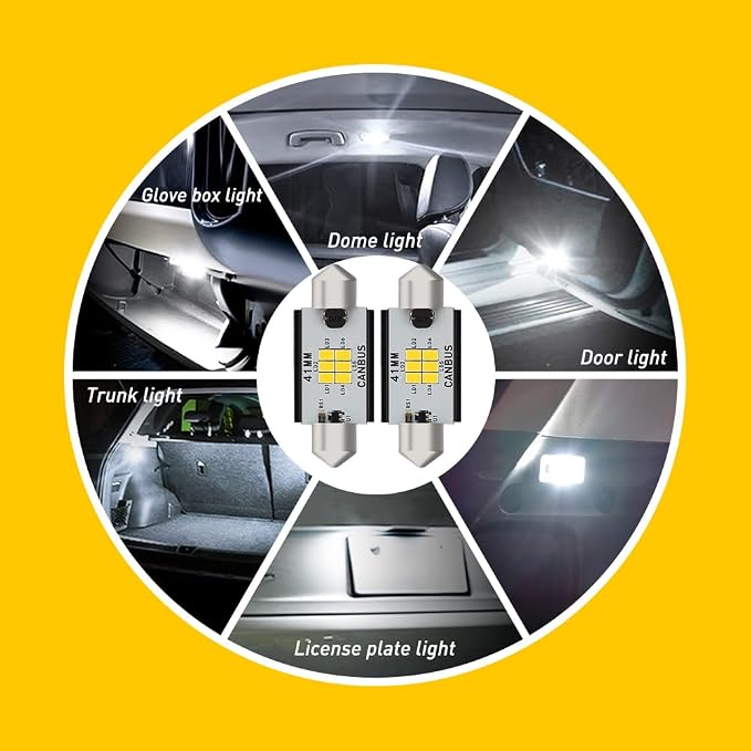 AUXITO 578 LED Bulbs Canbus Error Free 211-2 212-2 41MM 42MM Festoon LED Bulbs for Dome Light Interior Car License Plate Map Door Courtesy Marker Lights, Xenon White