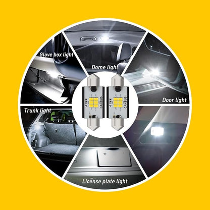 AUXITO 578 LED Bulbs Canbus Error Free 211-2 212-2 41MM 42MM Festoon LED Bulbs for Dome Light Interior Car License Plate Map Door Courtesy Marker Lights, Xenon White