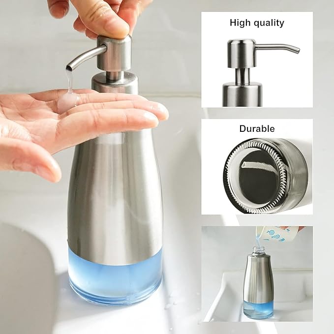 AUMIO Soap Dispenser with Non-Slip Silicone Pad, 2 Pack Kitchen Dish Refillable