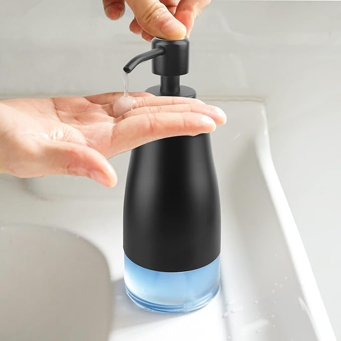 AUMIO Soap Dispenser with Non-Slip Silicone Pad, 2 Pack Kitchen Dish Refillable