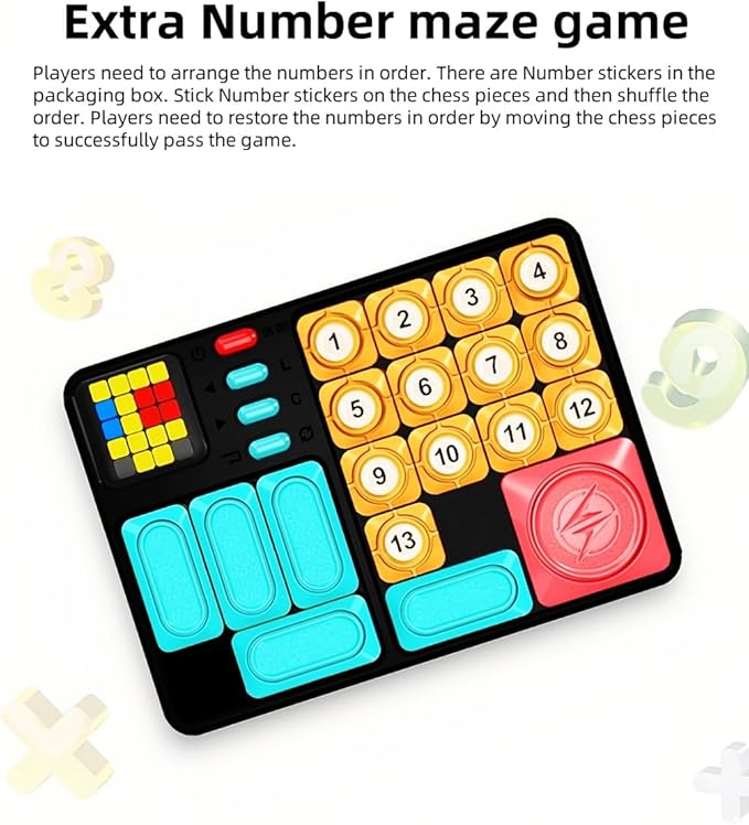 Super Sliding Puzzle Maze Building Block Game Console Kid's Game Logical Thinking Parent-Child Interactive Escape Game Electronic Toys Birthday for Children/Friends/Students