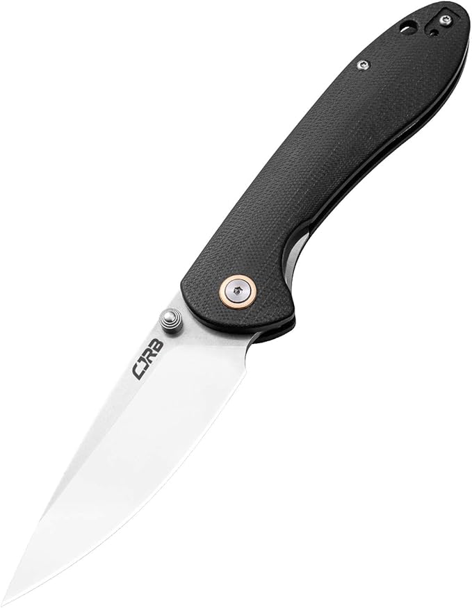 CJRB Folding Knife Feldspar Pocket Folding Knife Stonewash D2 Steel Blade G10 Tactical Handle EDC Knife Black Handle(J1912)