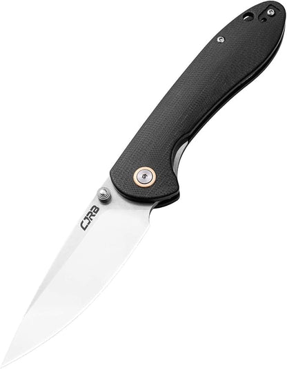 CJRB Folding Knife Feldspar Pocket Folding Knife Stonewash D2 Steel Blade G10 Tactical Handle EDC Knife Black Handle(J1912)