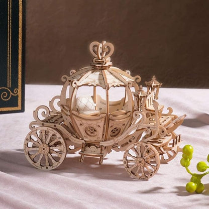 Rowood 3D Puzzles for Adults, Wooden Model Kits for Adult, DIY STEM Toy for Ages 14+ - Pumpkin Cart (182 Pieces)