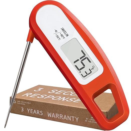 Lavatools Javelin® Ultra-Fast 3-Second Digital Instant Read Meat Thermometer for Grill and Cooking, 2.75" Probe, Compact Foldable Design, Large Display, IP65 Water Resistant, NSF Certified – Sambal