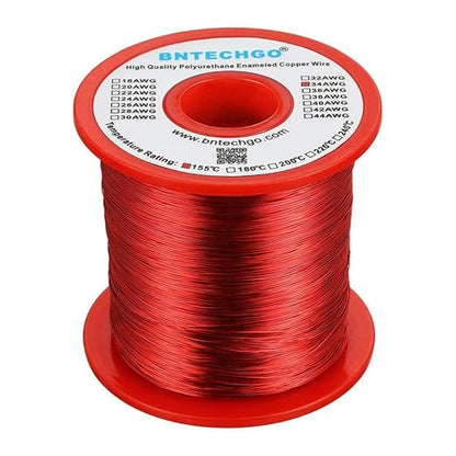 BNTECHGO 34 AWG Magnet Wire - Enameled Copper Wire - Enameled Magnet Winding Wire - 1.0 lb - 0.0063" Diameter 1 Spool Coil Red Temperature Rating 155℃ Widely Used for Transformers Inductors