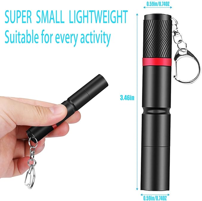 3 Pack Small Mini LED Keychain Flashlight, Single Mode AAA Battery Flashlights Portable Bulk EDC (Everyday Carry) Pen Flash Light, Key Chain Pen Flashlights for Work, Emergency, Pocket