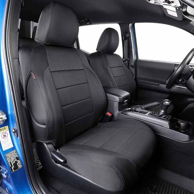 EKR Tacoma Front Seat Covers Custom Fit for Toyota Tacoma 2012 2013 2014 2015 (Regular Seats), Truck Seat Cover for Car - Front Row Only,Neoprene (Black)