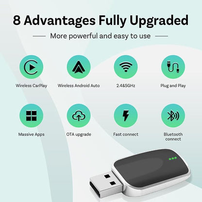 Wireless Carplay Adapter for Bora 2018 2019 2020 2021 2022 2023 2024, 2 in 1 Android Auto/Carplay Wireless Adapter Auto Reconnect Accessories