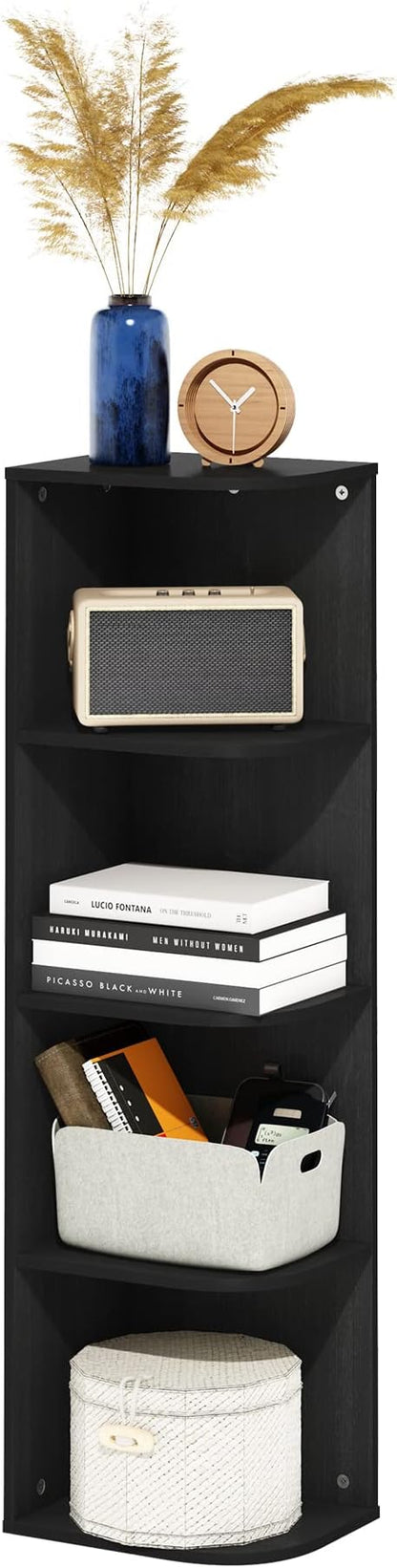 Furinno Pasir 4-Tier Corner Open Shelf Bookcase