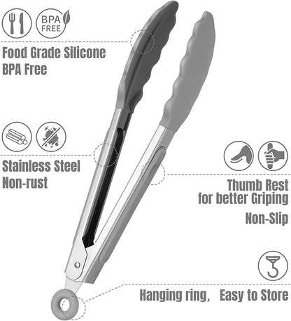 Hotec Mini Silicone Kitchen Tongs