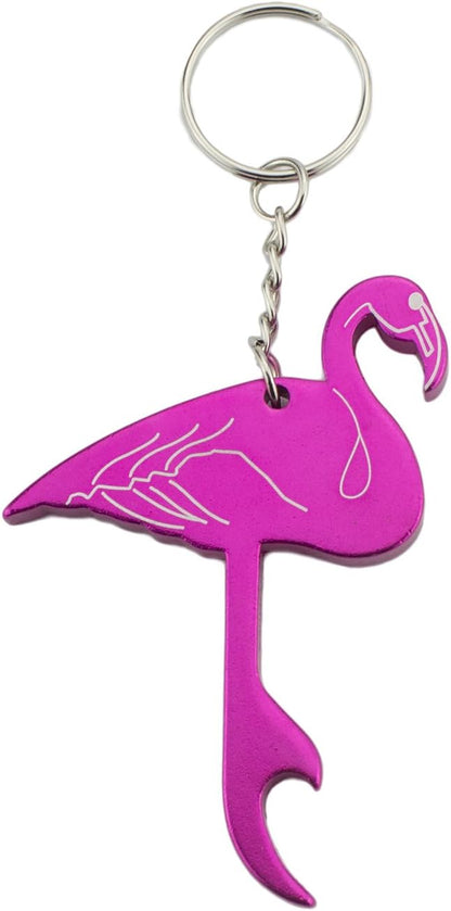 SWATOM Pink Flamingo Bottle Opener Keychain Beer Openers Tool Key Chain Ring