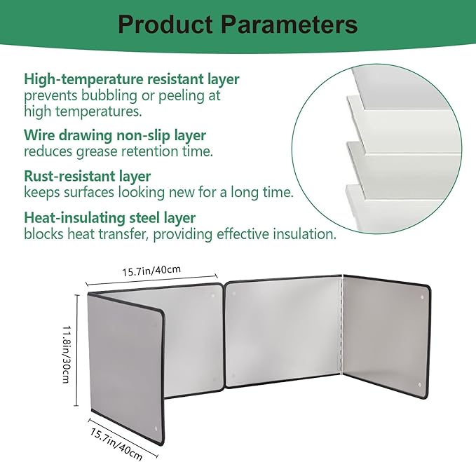 Silver Large 2 Pieces 2 Sided Stainless steel Splatter Guard