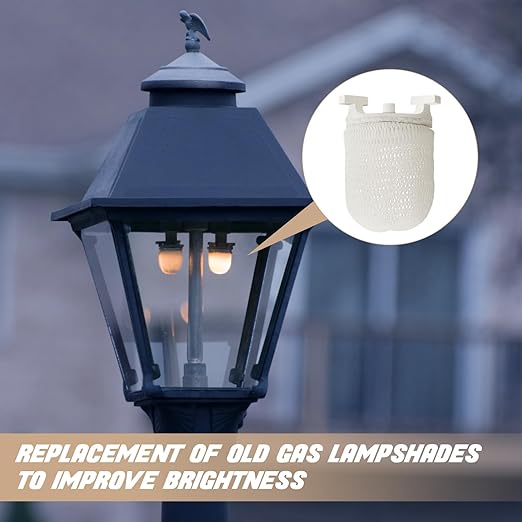 6 Pcs Gas Light Preformed Mantle Gas Lamp Mantles Gaslight Mantles Pre Formed Gas Light Mantel for Indoor Outdoor Gas Lights, White