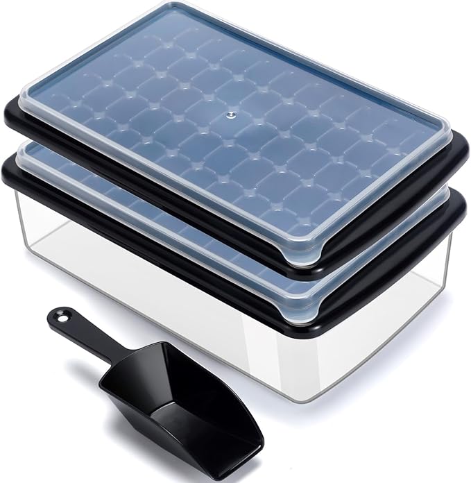 Ice Cube Tray with Lid And Bin for Freezer
