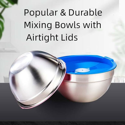 MIKULA Mixing Bowls Set, Large Nesting Bowls 7/6/4.5/3.5/2.5QT, Measuring Cups