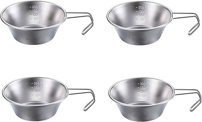 CAMPINGMOON 2pcs/4pcs Set Stainless Steel Camping Sierra Cup 310ml (4pcs Set)