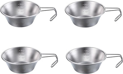 CAMPINGMOON 2pcs/4pcs Set Stainless Steel Camping Sierra Cup 310ml (4pcs Set)