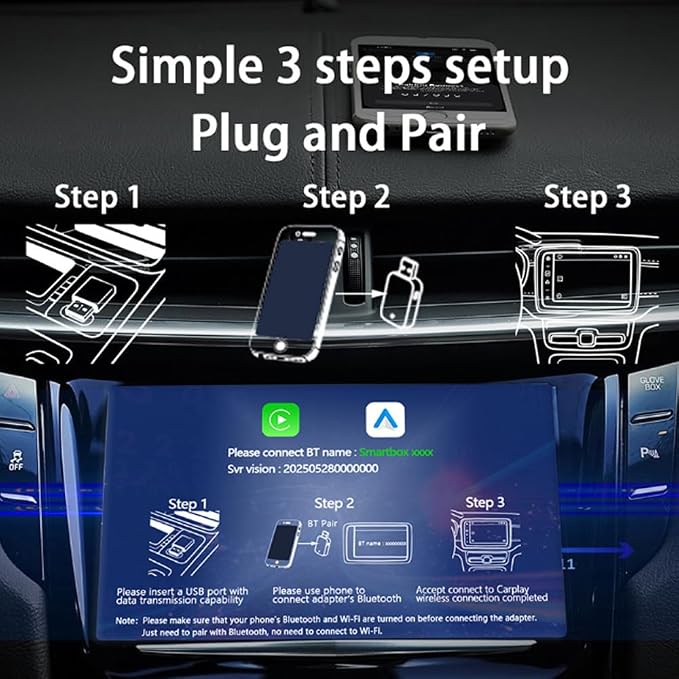 Wireless CarPlay & Android Auto Adapter for Lexus LC 2019-2024,Ultra Mini Dongle Converts Easy Setup Plug and Play,Silver