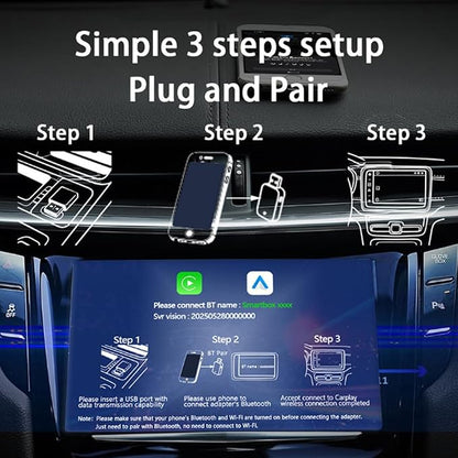 Wireless CarPlay & Android Auto Adapter for Ford F‑150 2017-2024,Ultra Mini Dongle Converts Easy Setup Plug and Play,Black