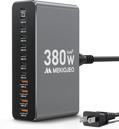 Aluminum Alloy 380W Charging Station Fast USB C Charger Block 12 Ports 65W