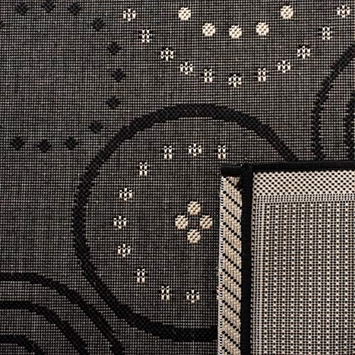 SAFAVIEH Washable Rug Outdoor Courtyard Collection - 2'3" x 12' Runner, Black & Sand, Non-Shedding & Easy Cleaning, Ideal for Patio, Entryway, Mudroom, Hallway, Kitchen (CY1906-3908)